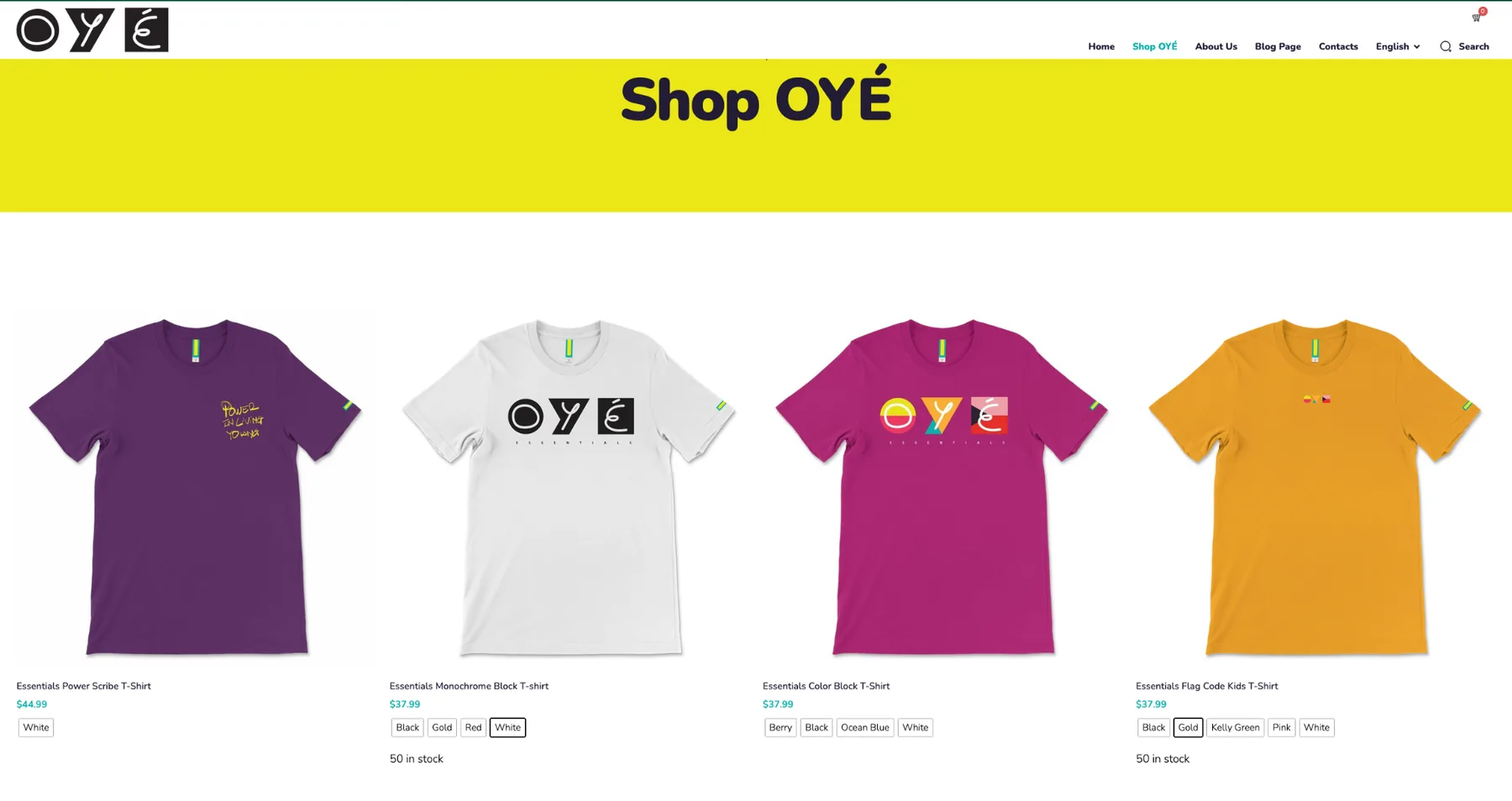 Wear OYÉ online shop catalogue